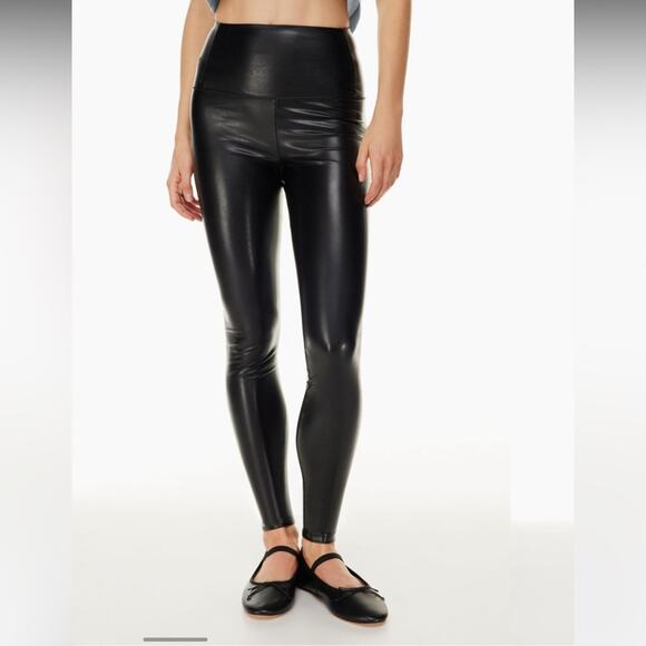 Aritzia Wilfred Free Daria Faux Leather Black High Rise Pant Leggings Size Small - Picture 1 of 12